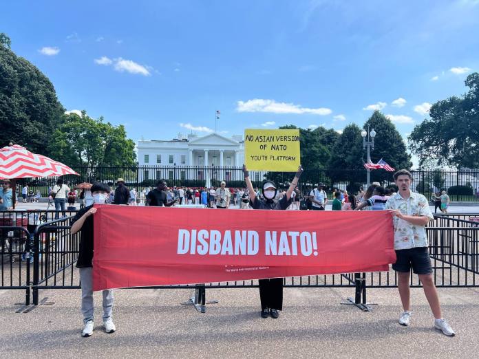 La Plateforme mondiale de la jeunesse anti-impérialiste proteste contre le sommet de l’OTAN de 2024 à Washington, D.C.